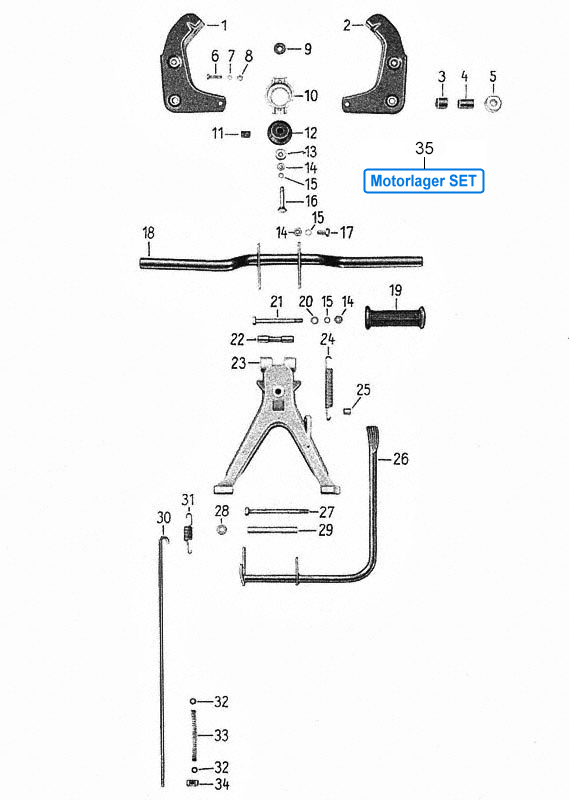 Simson S50 Motorlager Fußbremse Motorlager Fußbremse